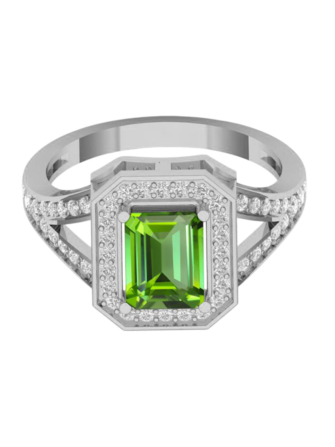 LMDPRAJAPATIS 925 Sterling Silver Plated Peridot Gemstone Finger Ring