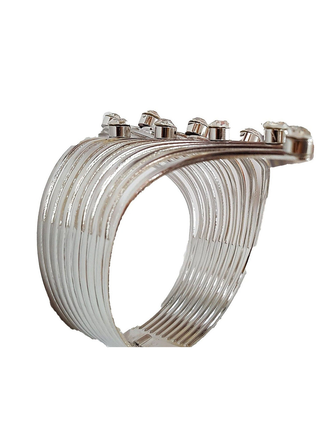 JDX Women Emerald Silver-Plated Cuff Bracelet