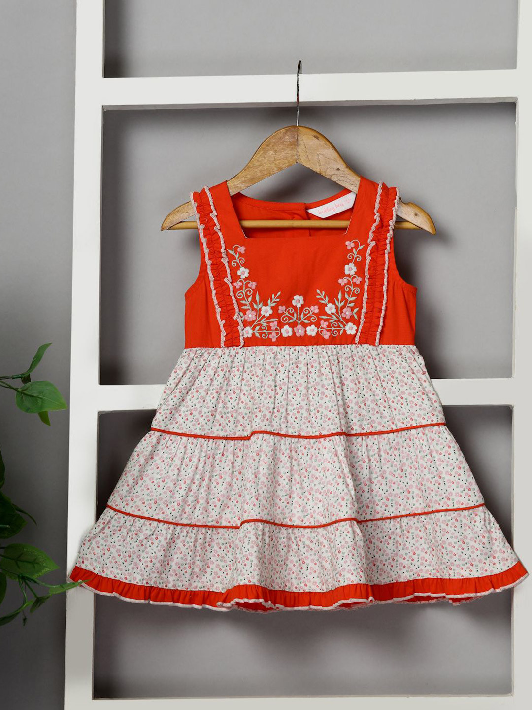 Budding Bees Print Fit & Flare Midi Dress