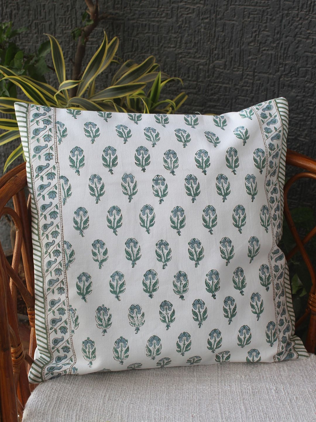 Weaves of Tradition Ethnic Motifs Canvas Cotton Breathable Square Cushion Cover -16x16In
