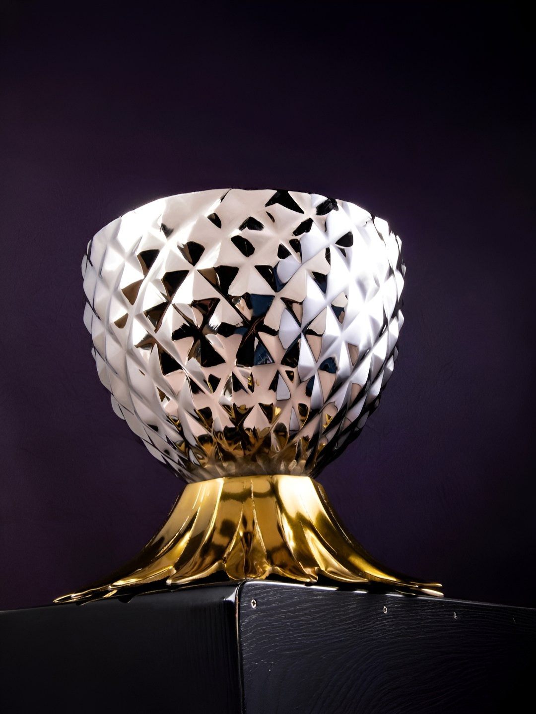 giBOX Silver & Gold Toned Textured Ice Bucket