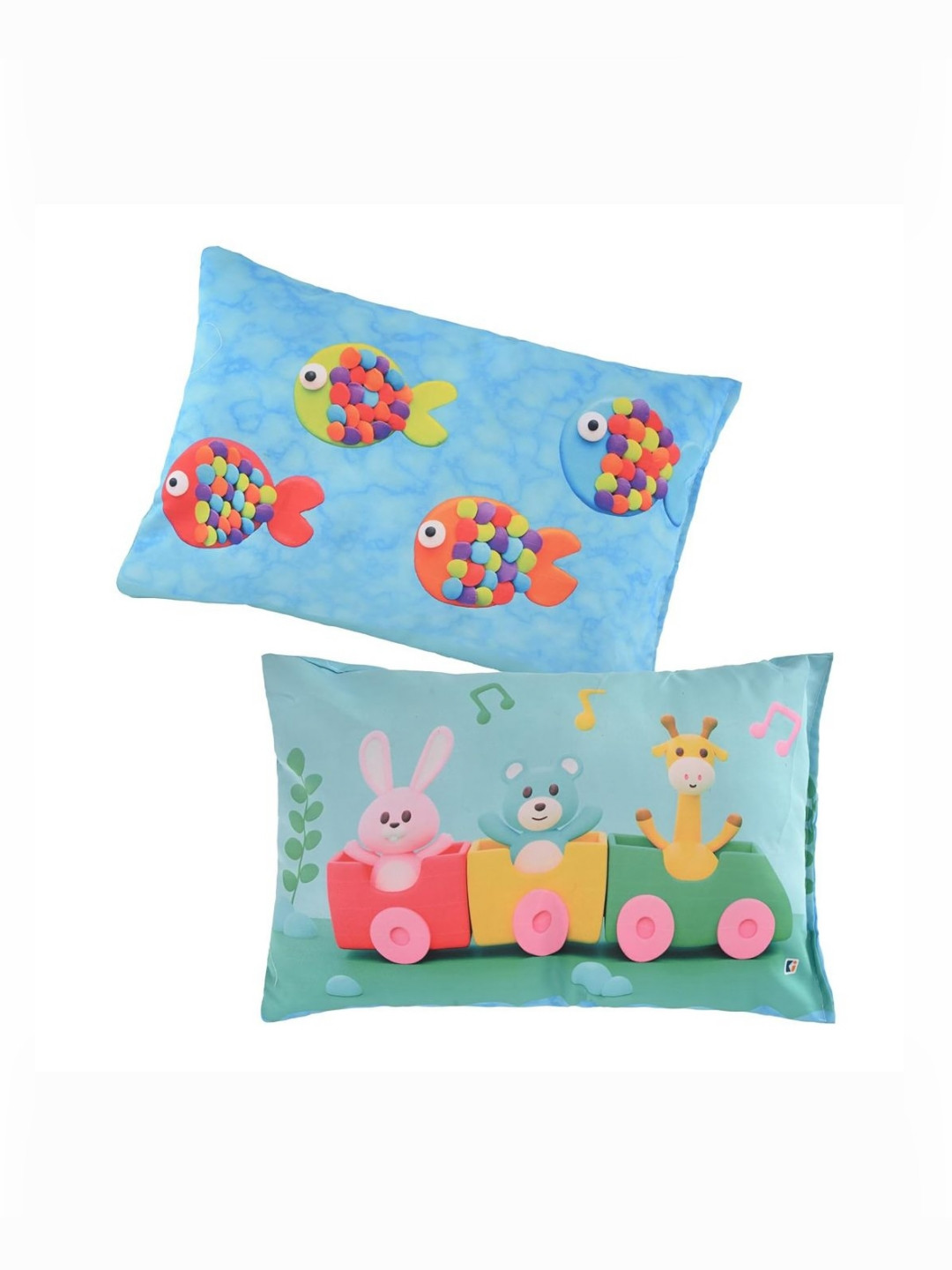 Aura Green Cartoon Characters Cotton Ultra Soft Set of 2 Ultra Soft Memory Foam Baby Pillow-10 x 30 x 45 cm