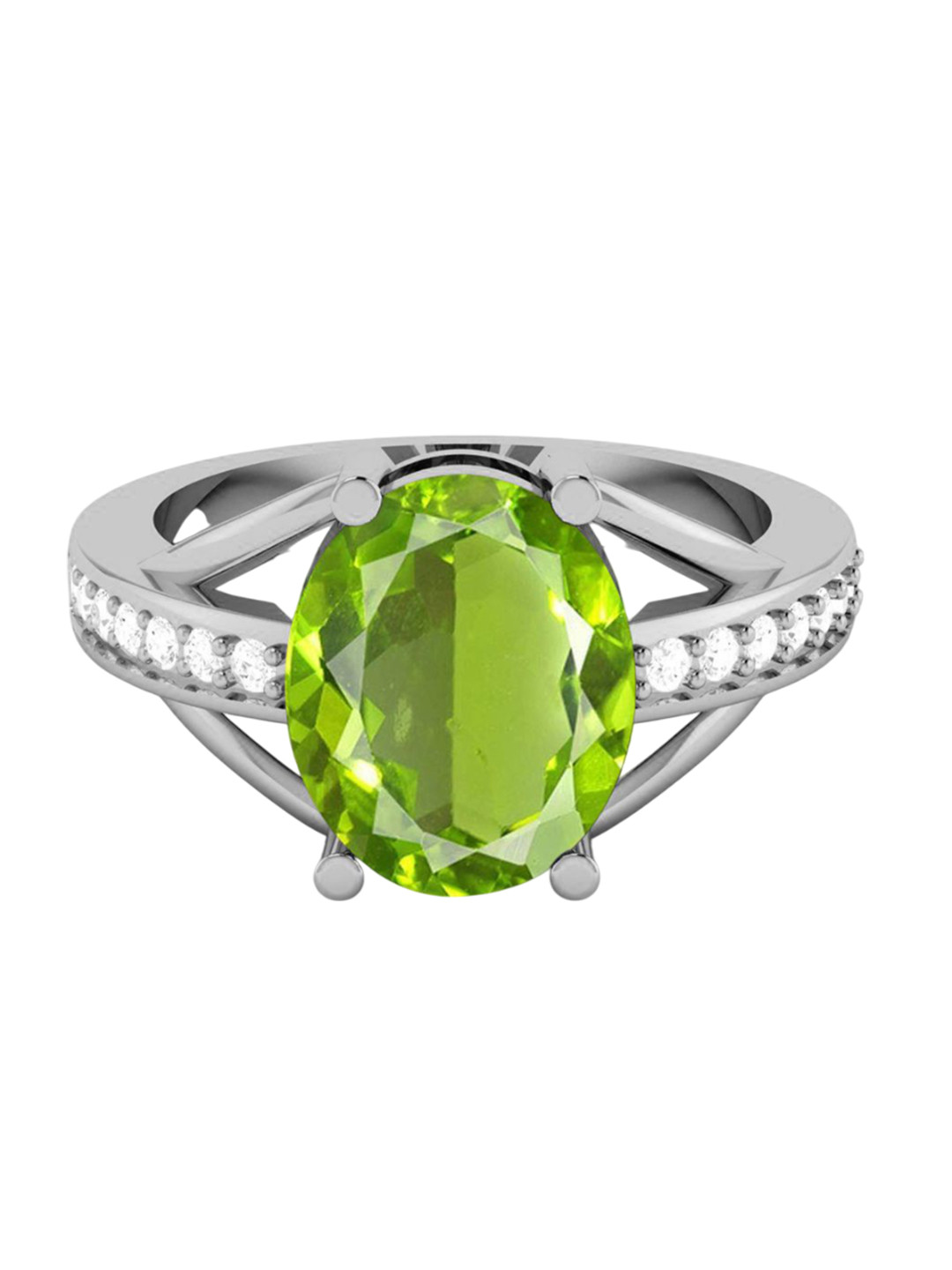 LMDPRAJAPATIS 925 Sterling Silver Plated Peridot Gemstone Finger Ring