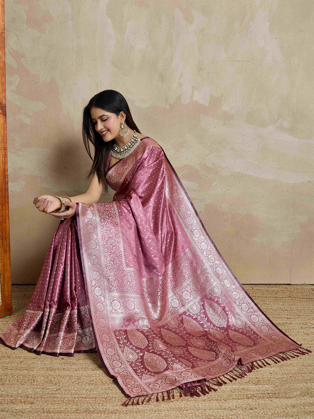 TASRIKA Woven Design Zardozi Satin Heavy Work Banarasi Saree