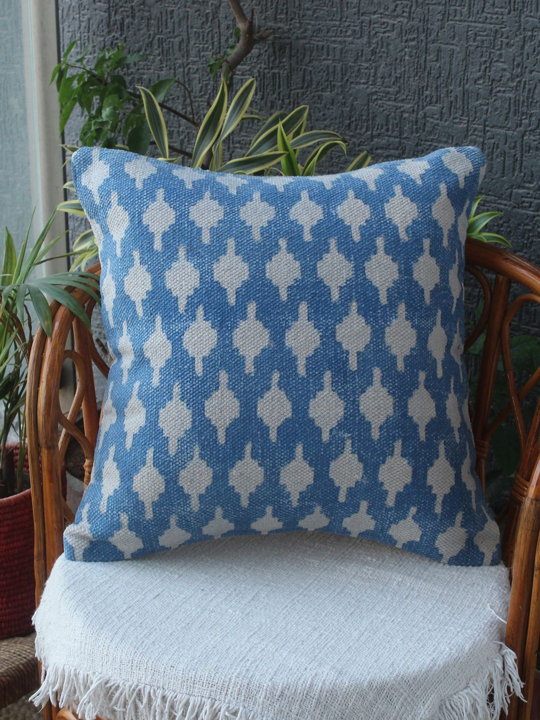 Weaves of Tradition Block Printed Ethnic Motifs Cotton Breathable Cushion Cover -18x18In
