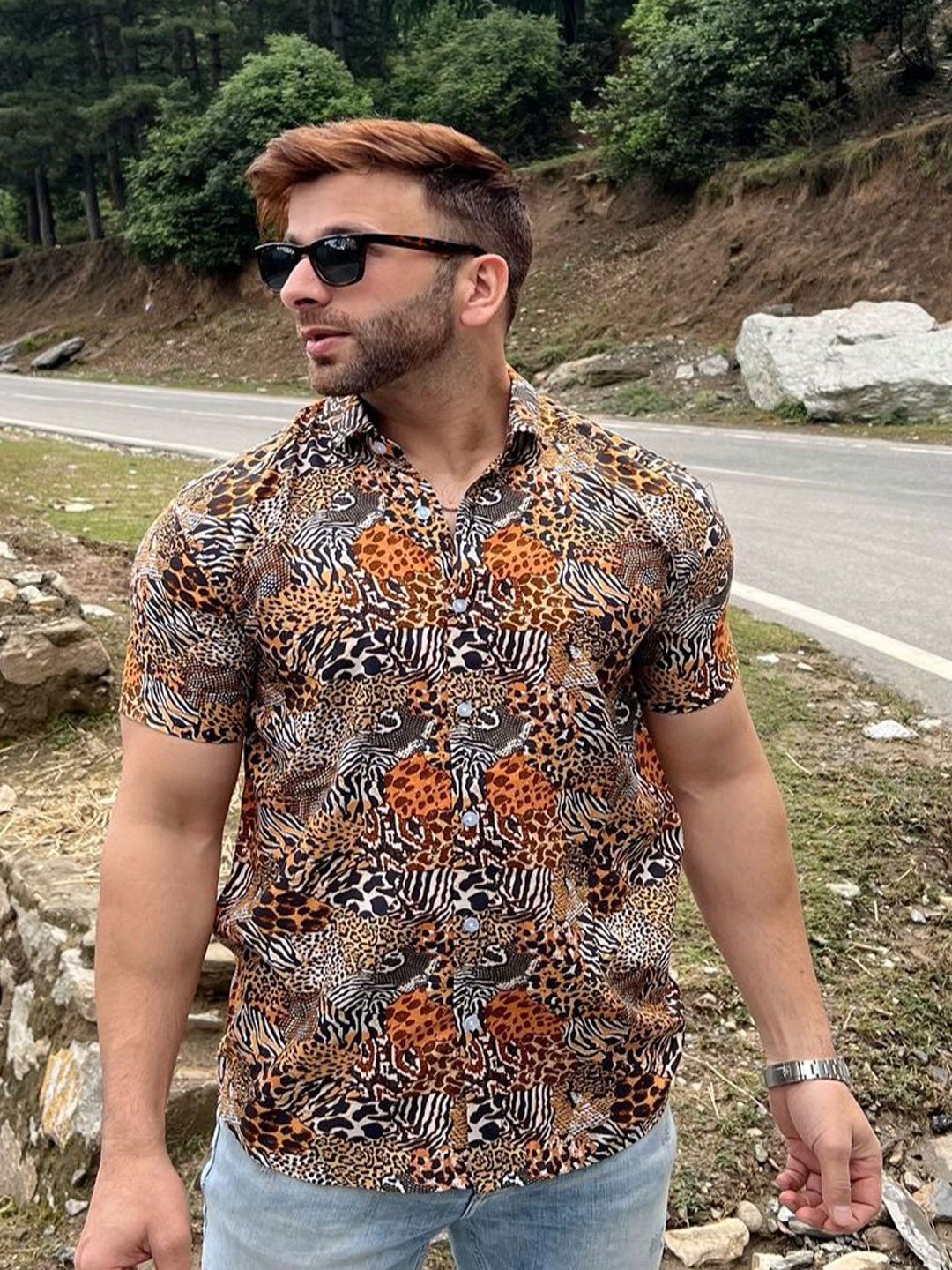 GRITSTONES Comfort Tiger Printed Opaque Shirt