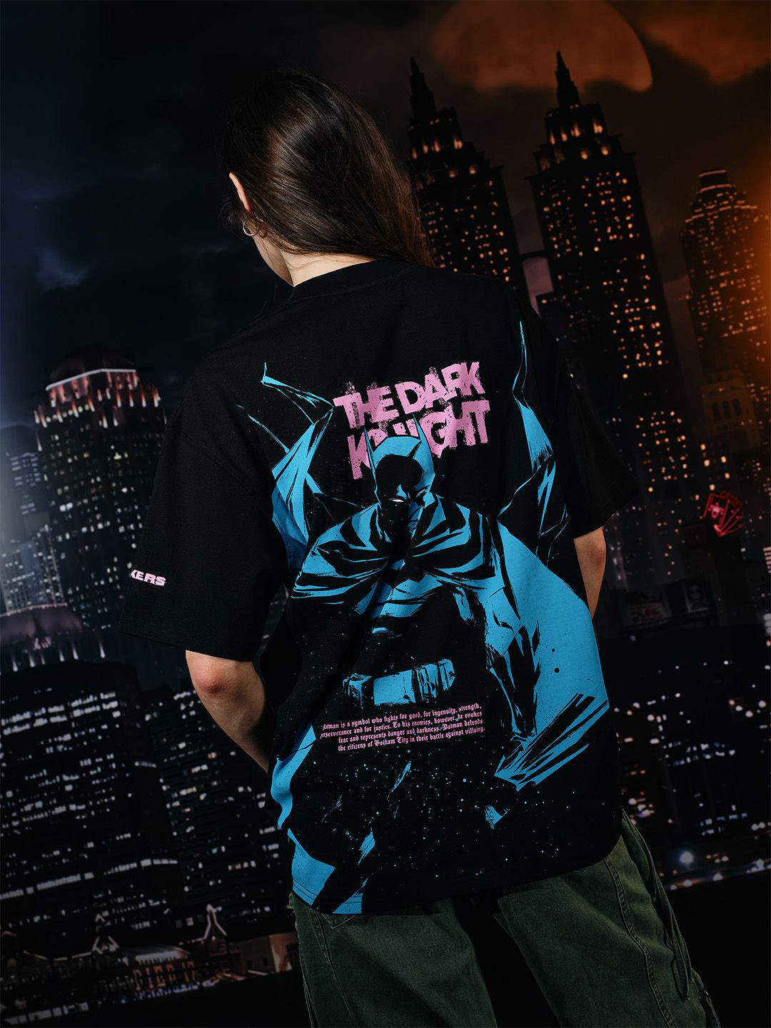 Bonkers Corner Women Batman Printed  Oversized T-shirt