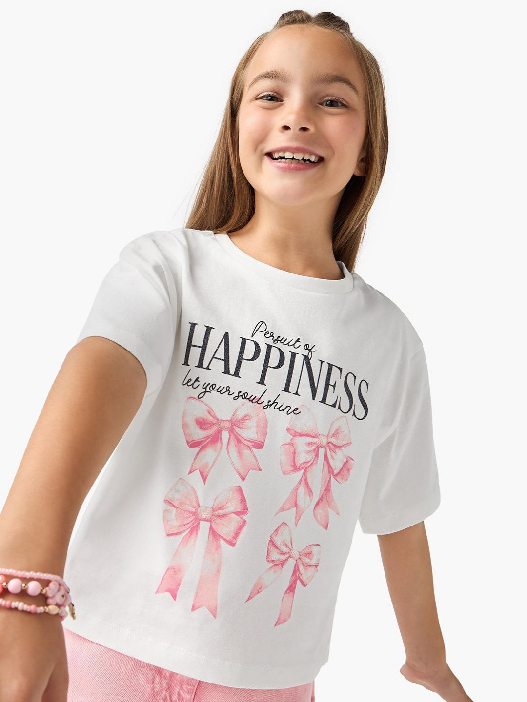 Juniors by Babyshop Girls Typography Printed Extended Sleeves Boxy T-shirt