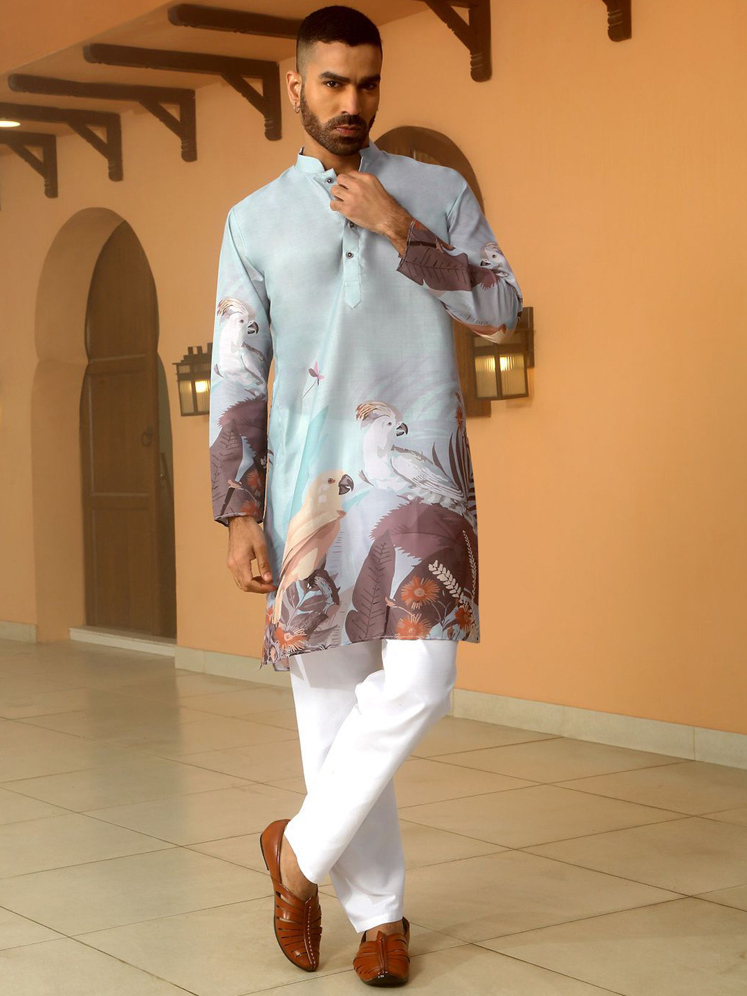 KRAFT INDIA Men Animal Printed Regular Kurta with Pyjamas