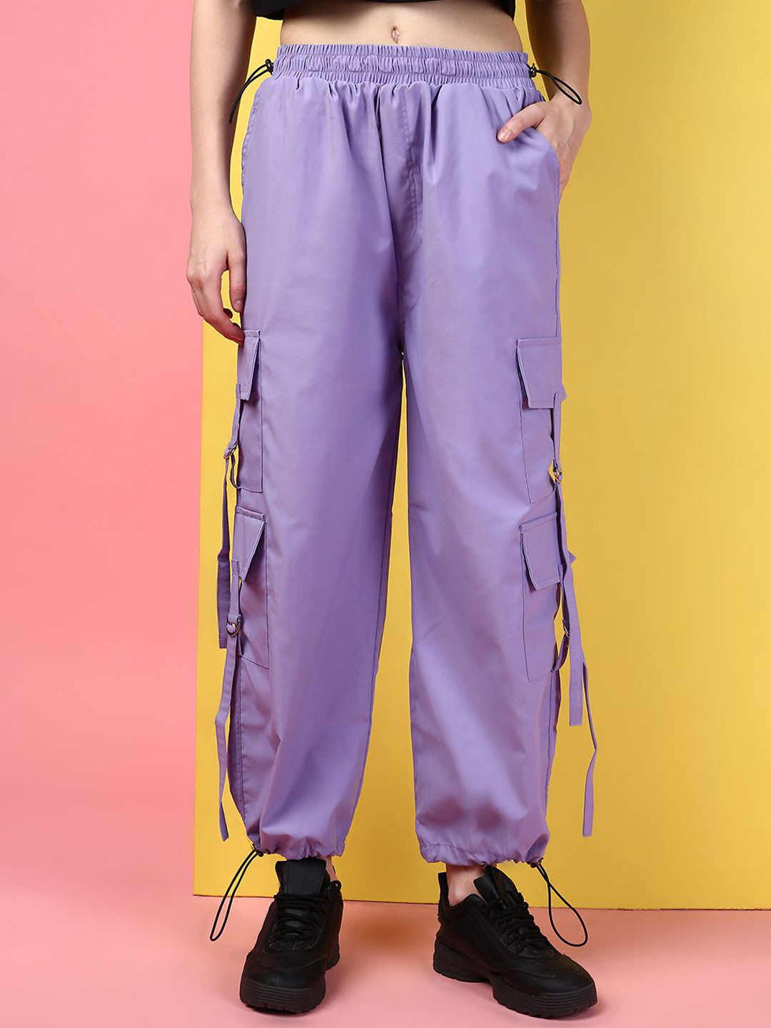 Kaali Peeli Women Relaxed Fit Purple Joggers