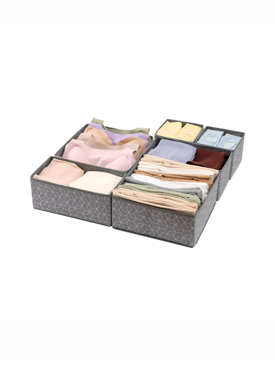 HOUSE OF QUIRK Grey Set of 6 Regular Drawer Organiser Organisers