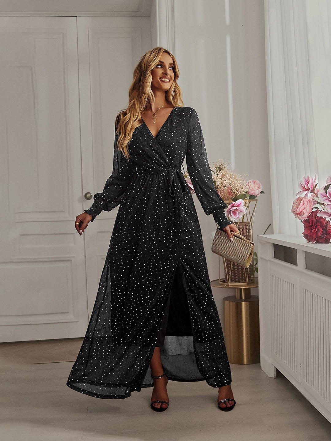 bebe Wrap Style Maxi Dress