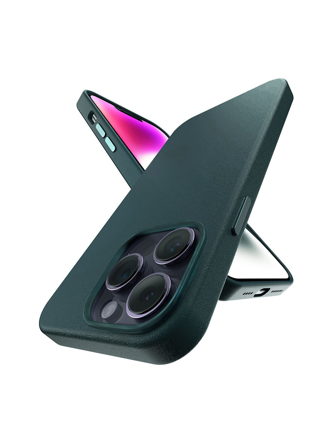 QRIOH iPhone 15 Pro Max Forest Green Leather Case