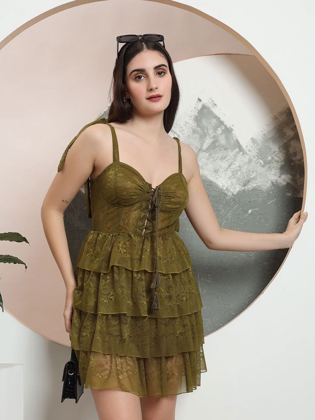 TANDUL Lace Fit & Flare Dress