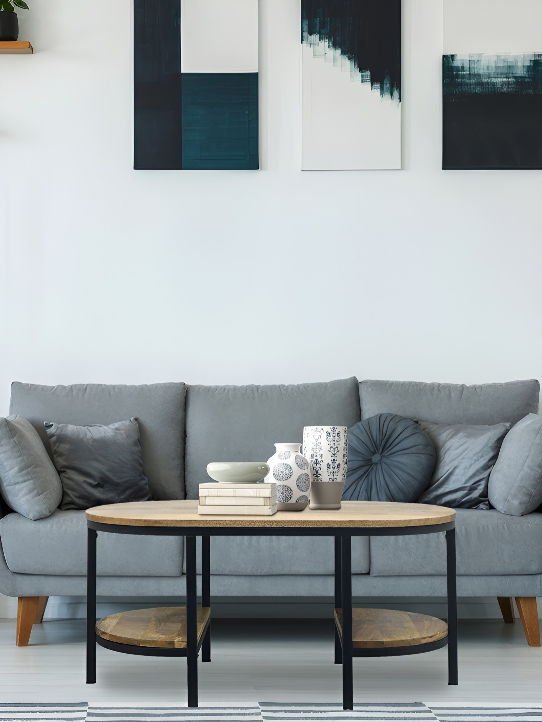 Metalsmith Beige Oval Shaped Coffee Table