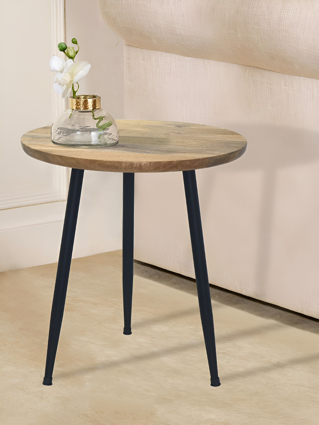 Metalsmith Beige and Black Round Shaped Coffee Table