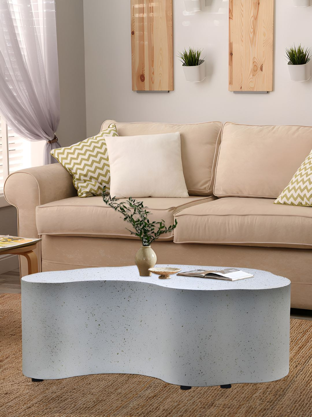 Metalsmith White and Grey Abstract Shaped Coffee Table