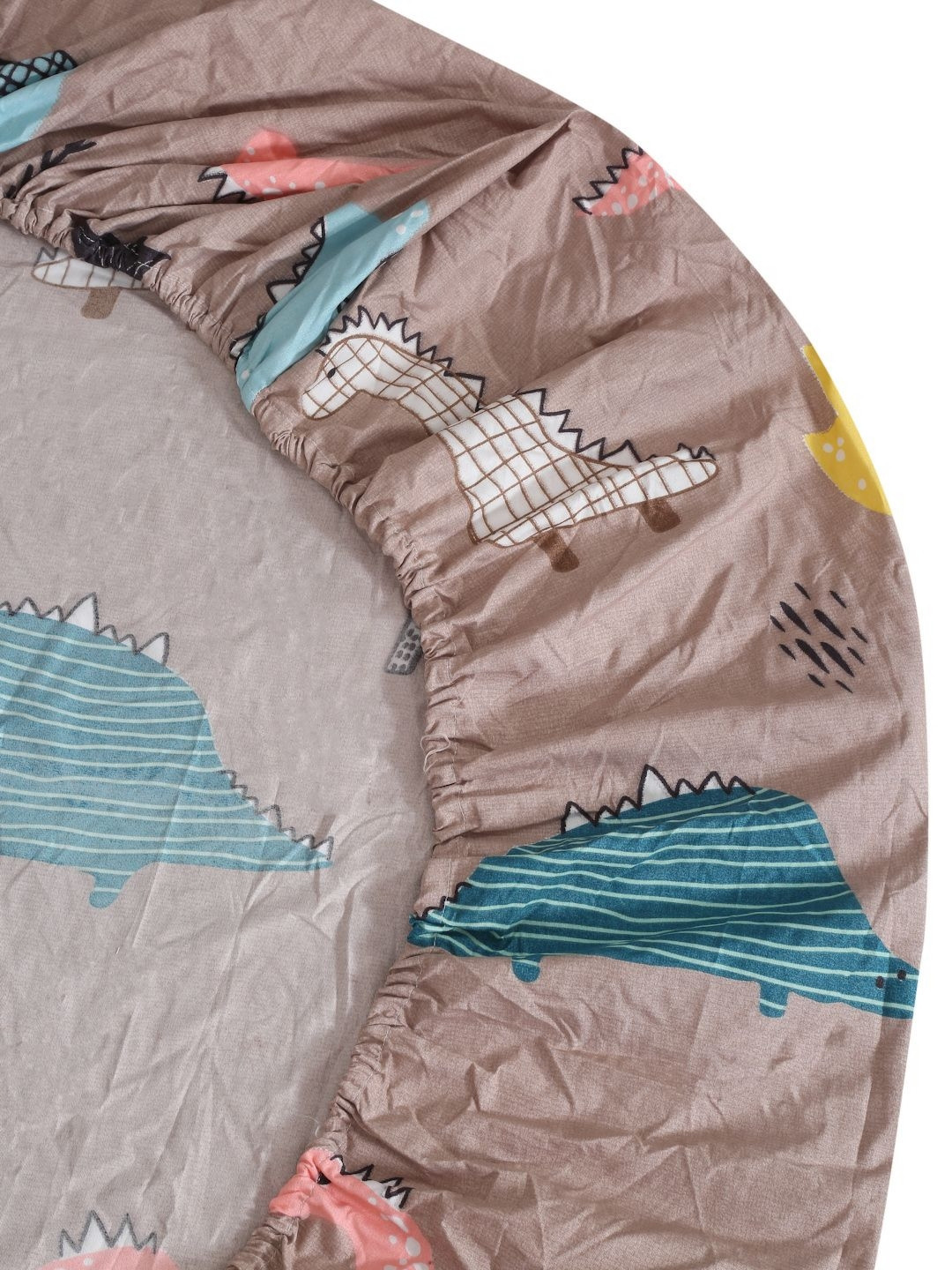 Myntra Elegant Homes Grey & Green Graphic 300 TC Fitted King Bedsheet Set 2.50 m x 2.20 m