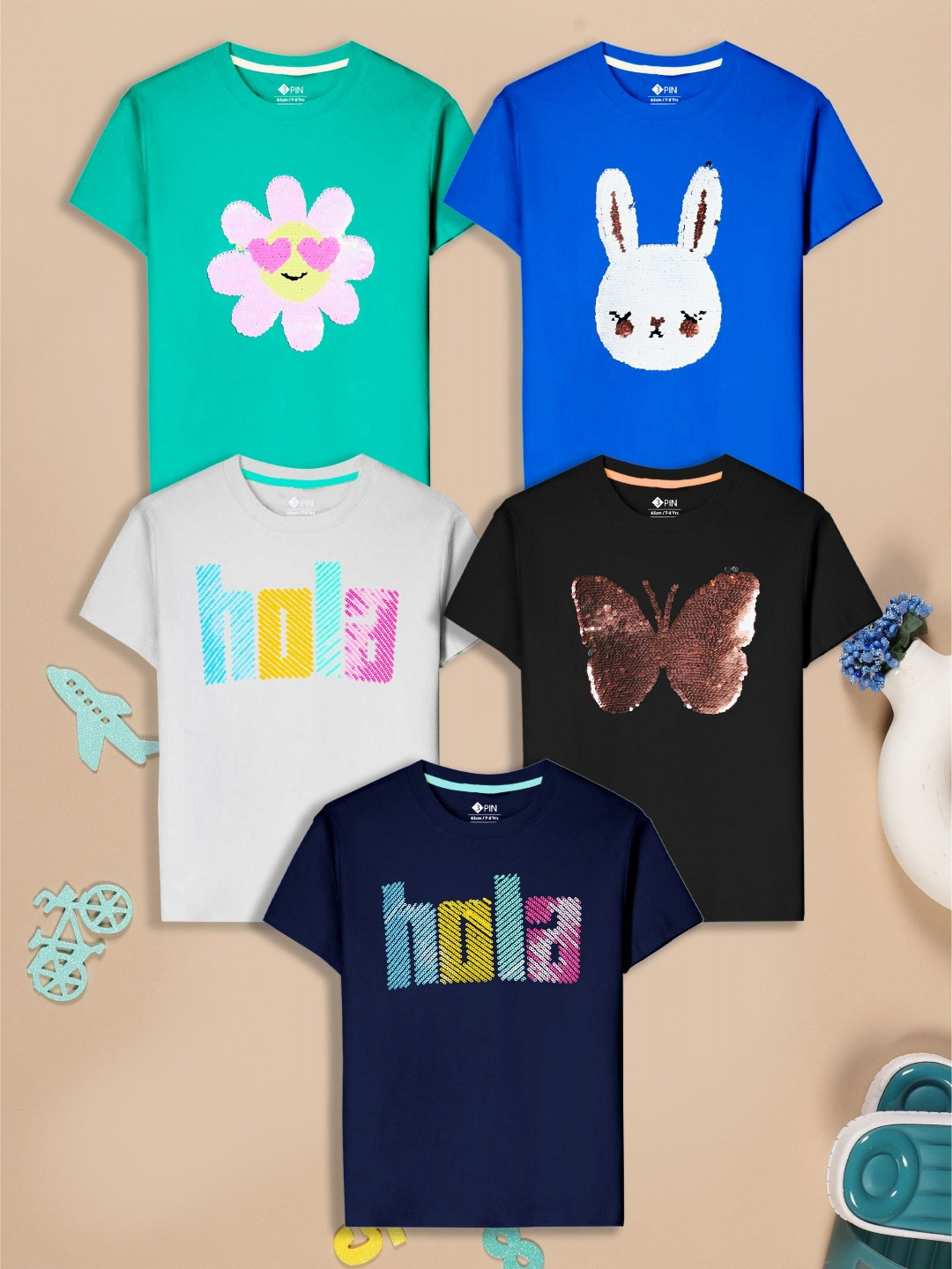 3PIN Girls 5 Applique T-shirt