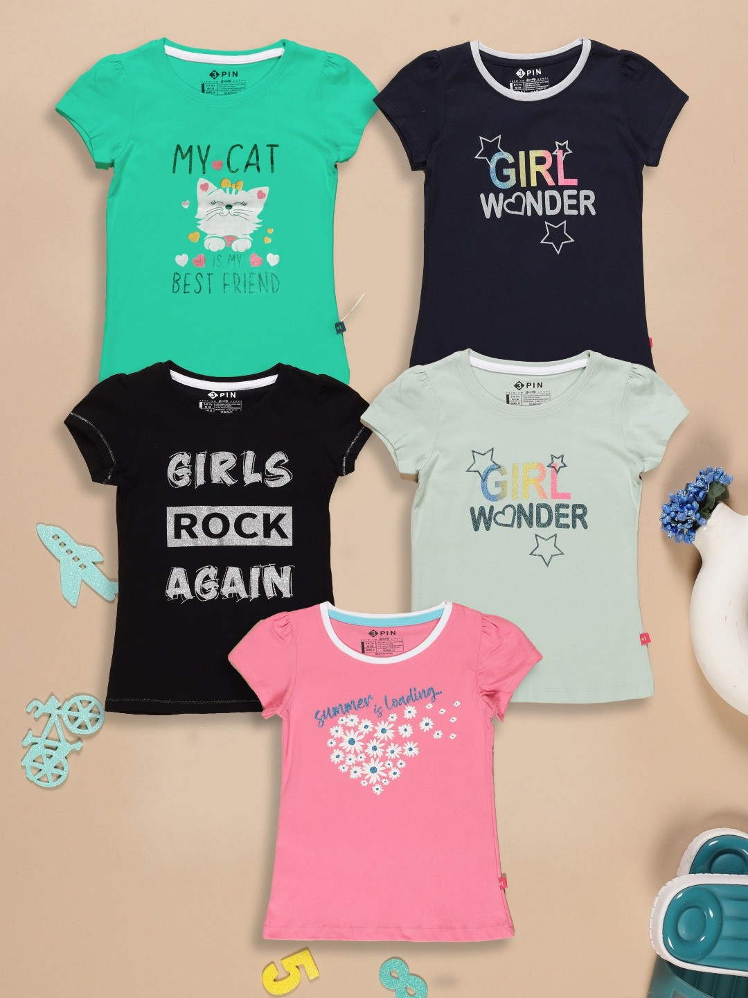 3PIN Girls Typography 5 Printed T-shirt