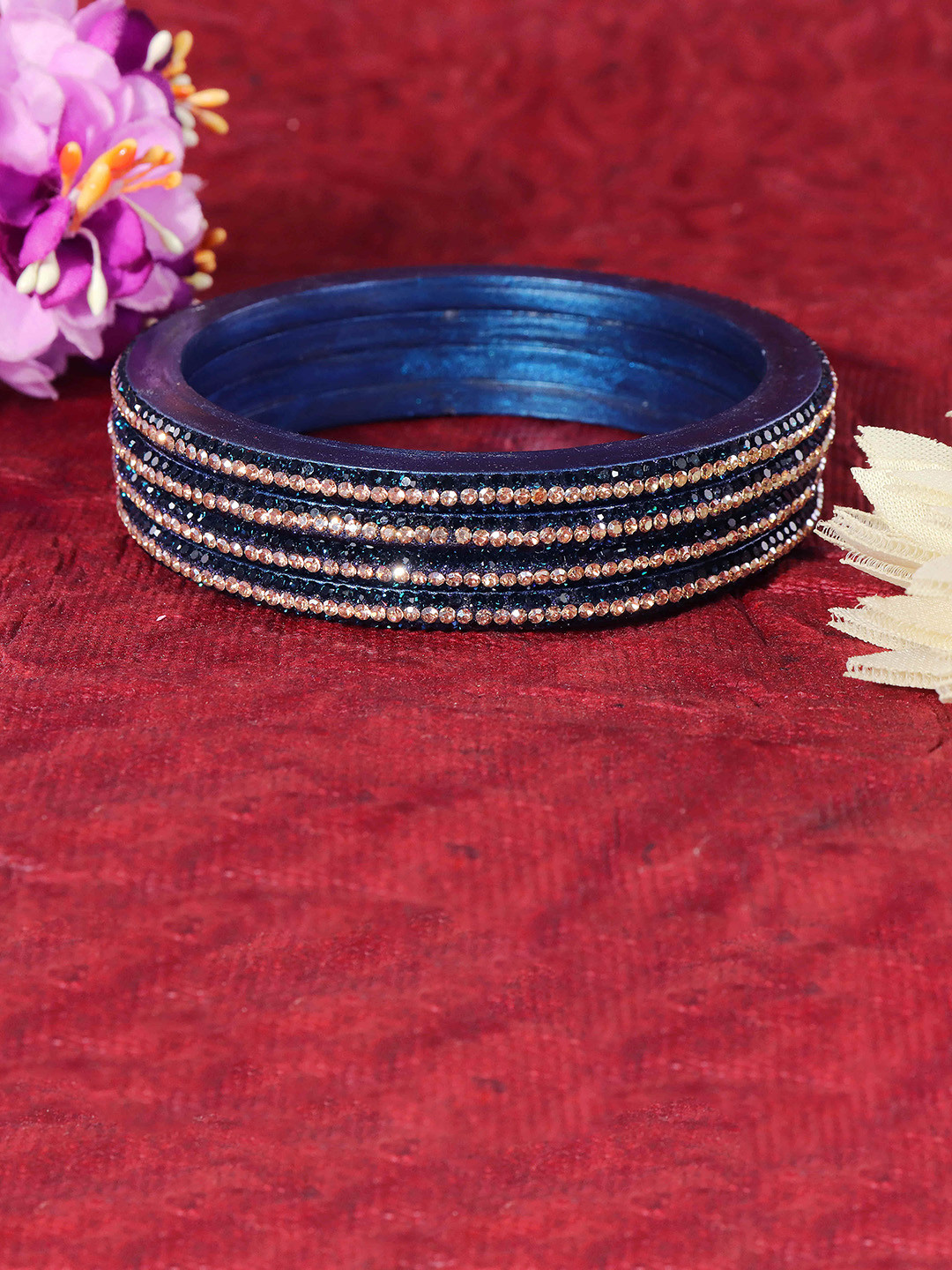 ZULKA Lac  Set Of 8 Zircon Diamond -Studded Bangles