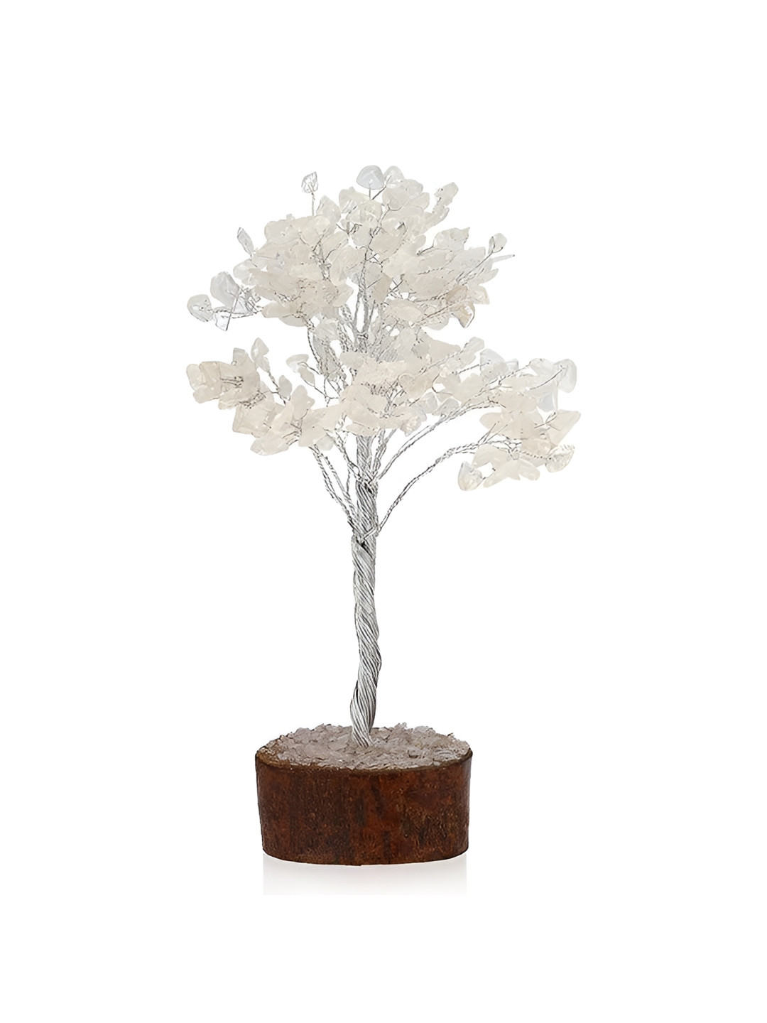 Gemsmantra Tree for Healing Clarity Chakra Activation 300 Beads Silver Crystal Glossy Living Room Medium Showpiece - 9.1 Inches