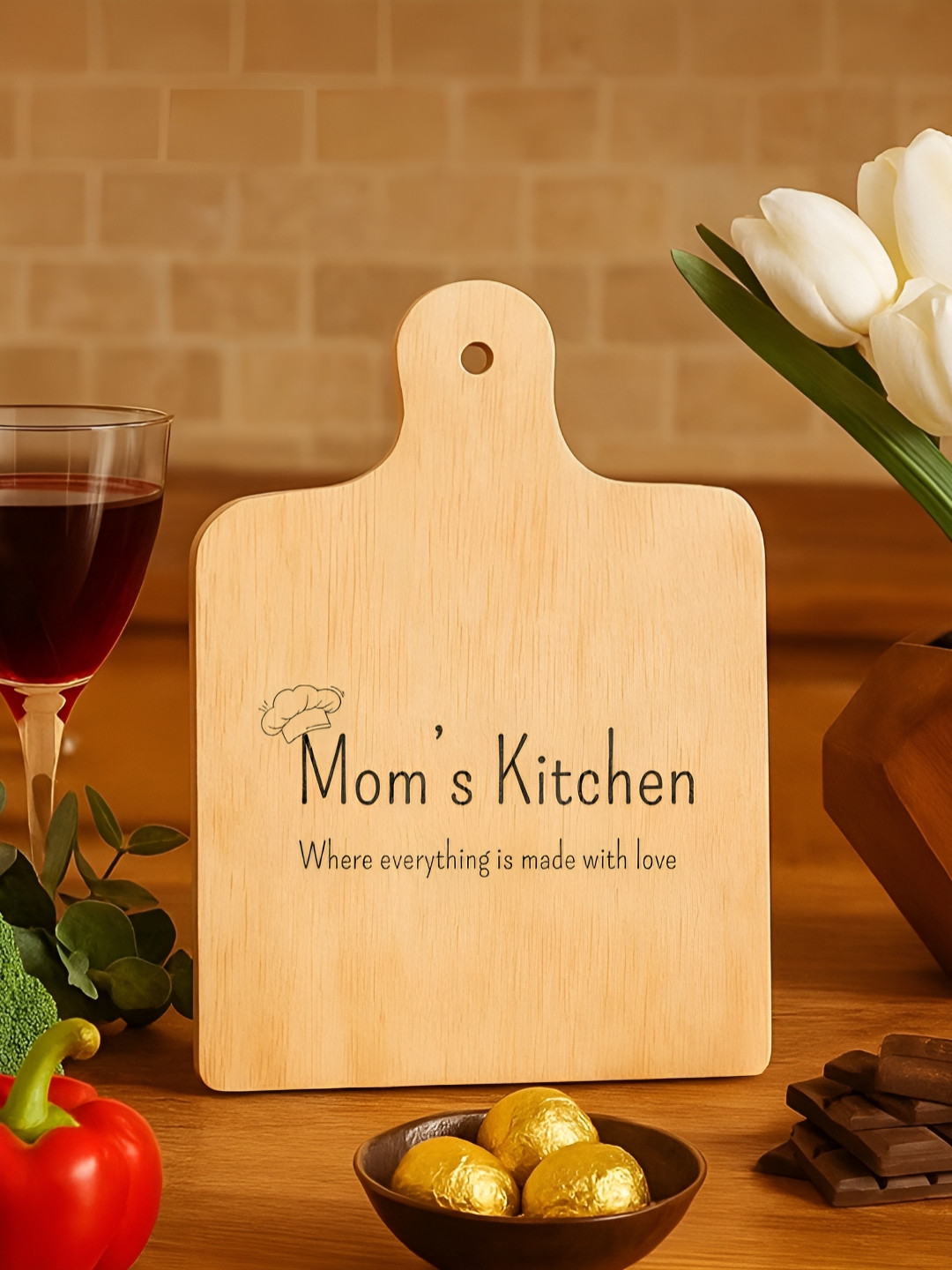 Confetti Gifts Beige Printed Wooden Chopping Board