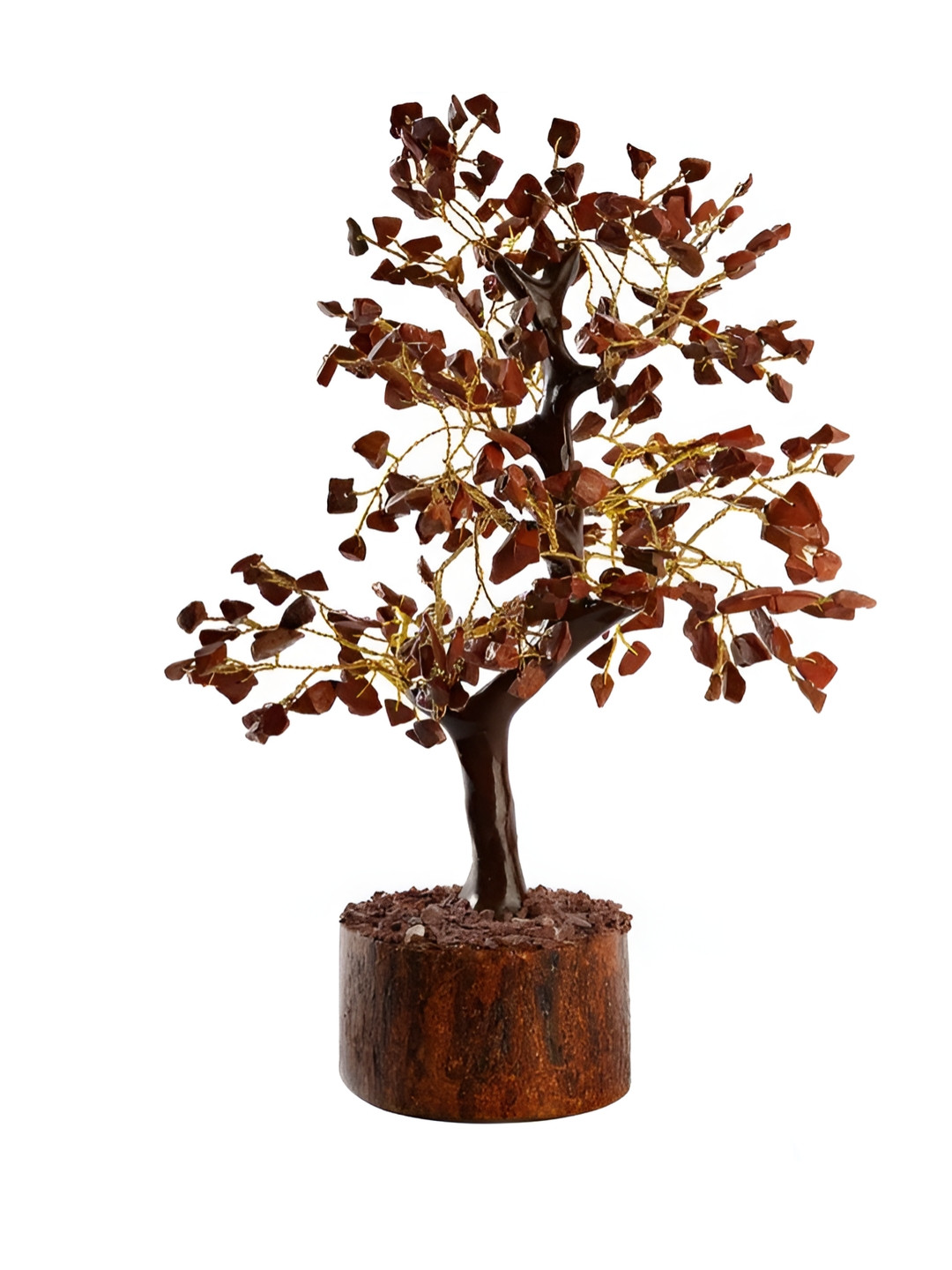 Gemsmantra Jasper Tree for Grounding Healing Chakra Activation 300 Beads Gold Crystal Matte Garden Medium Showpiece - 9.1 Inches