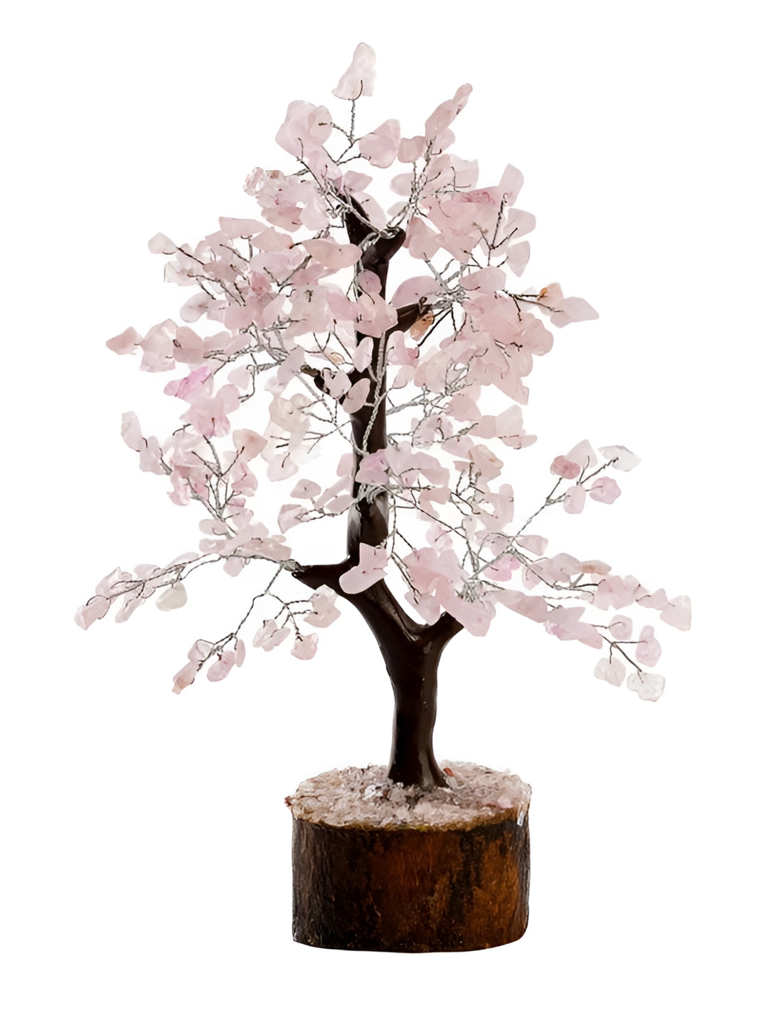 Gemsmantra Rose Quartz Tree 300 Beads Pink Crystal Glossy Living Room Medium Showpiece - 9.1 Inches