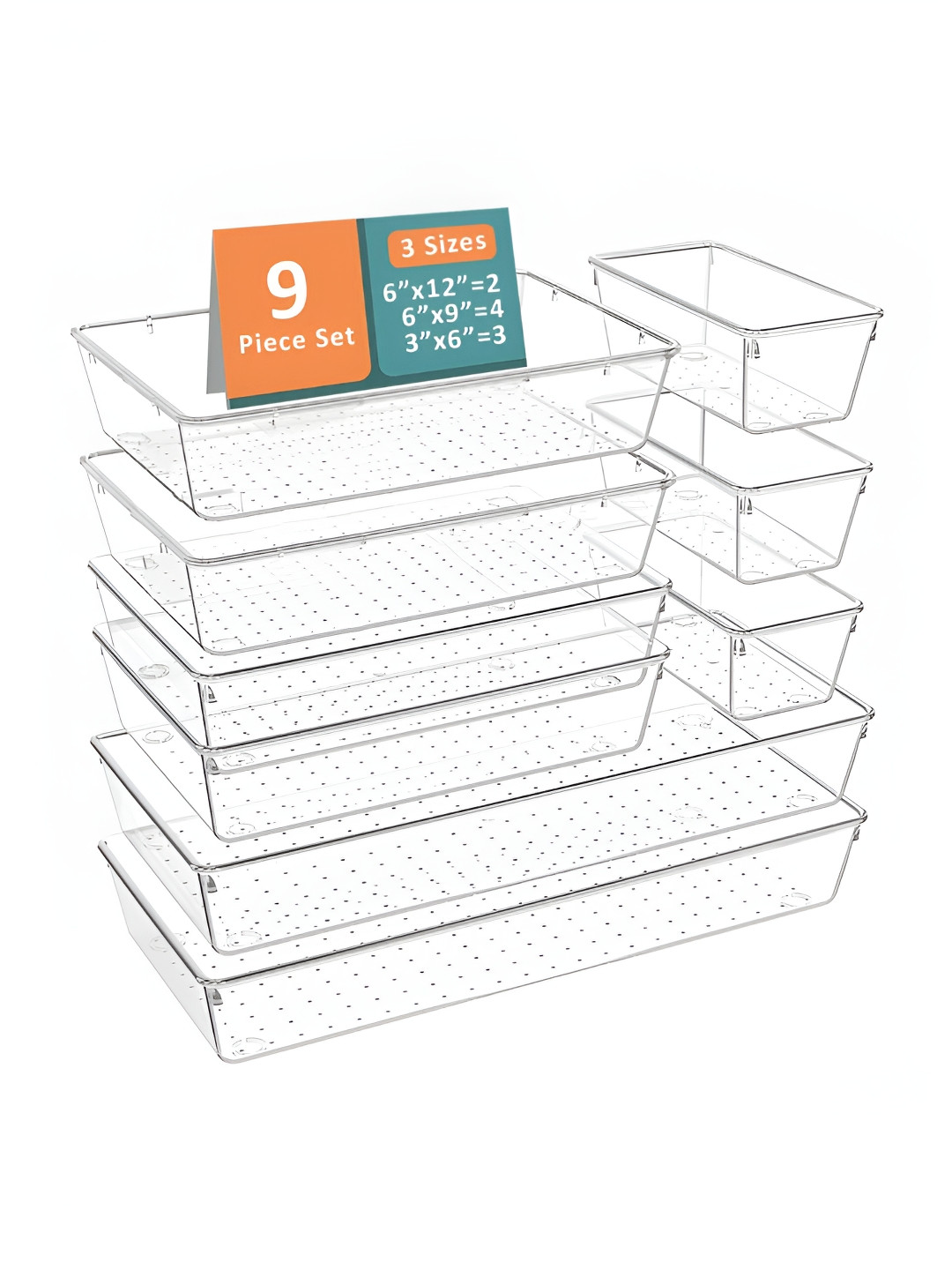 Myntra Elegant Homes 9 Pcs Multi-Purpose Plastic Drawer Organizers
