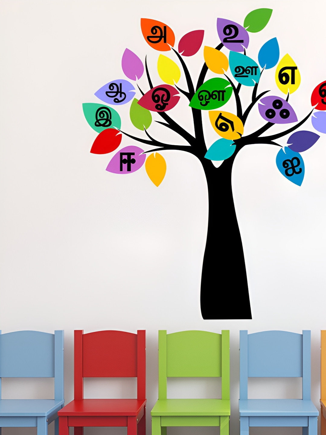 LANSTICK Black & Blue Printed Splash Proof Wall Sticker