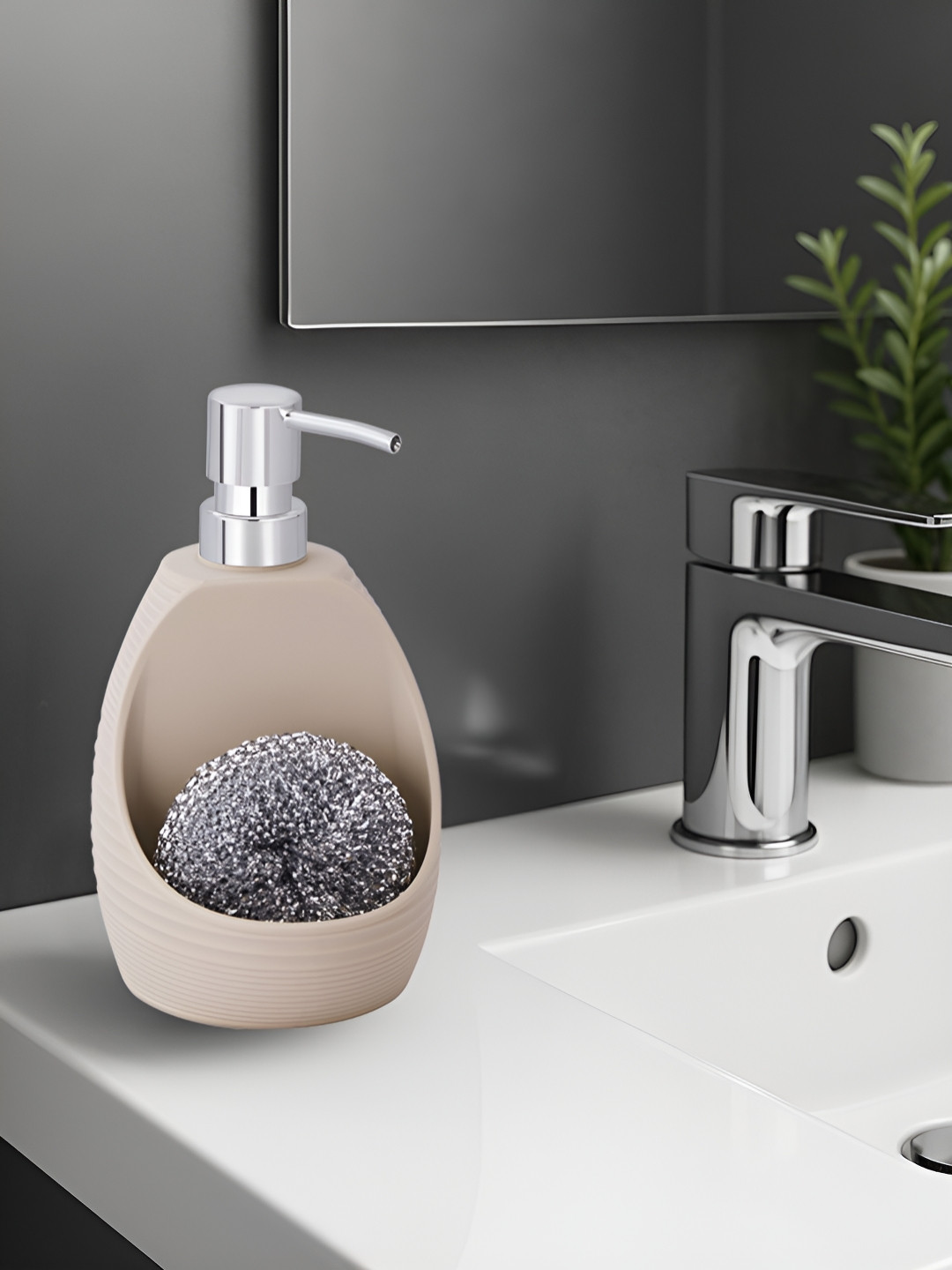 OBSESSIONS Beige Solid PVC Soap Dispenser