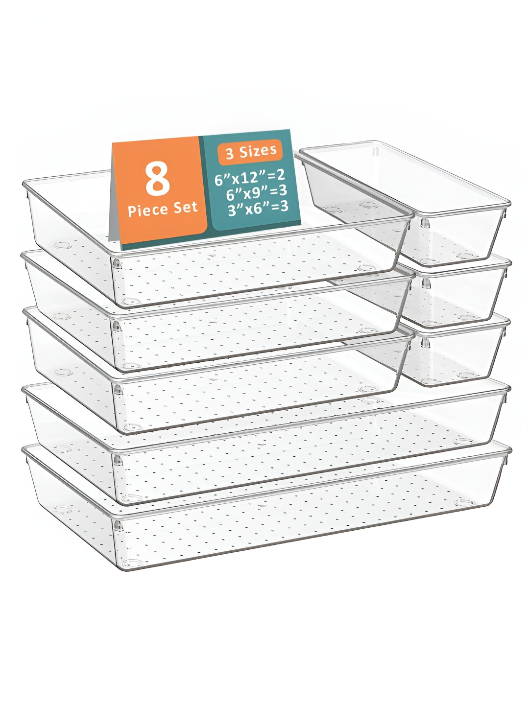 Aura Transparent 8 Pcs Set Multi-Purpose Storage Makeup Organisers