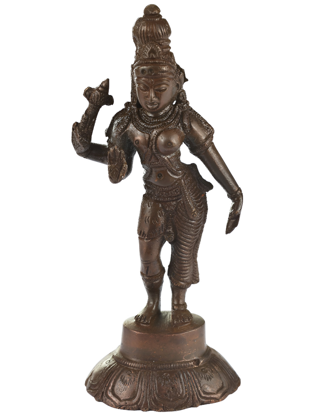 Exotic India Ardhanarishvara Brown Brass Natural Prayer Room Small Showpiece - 6 Inches