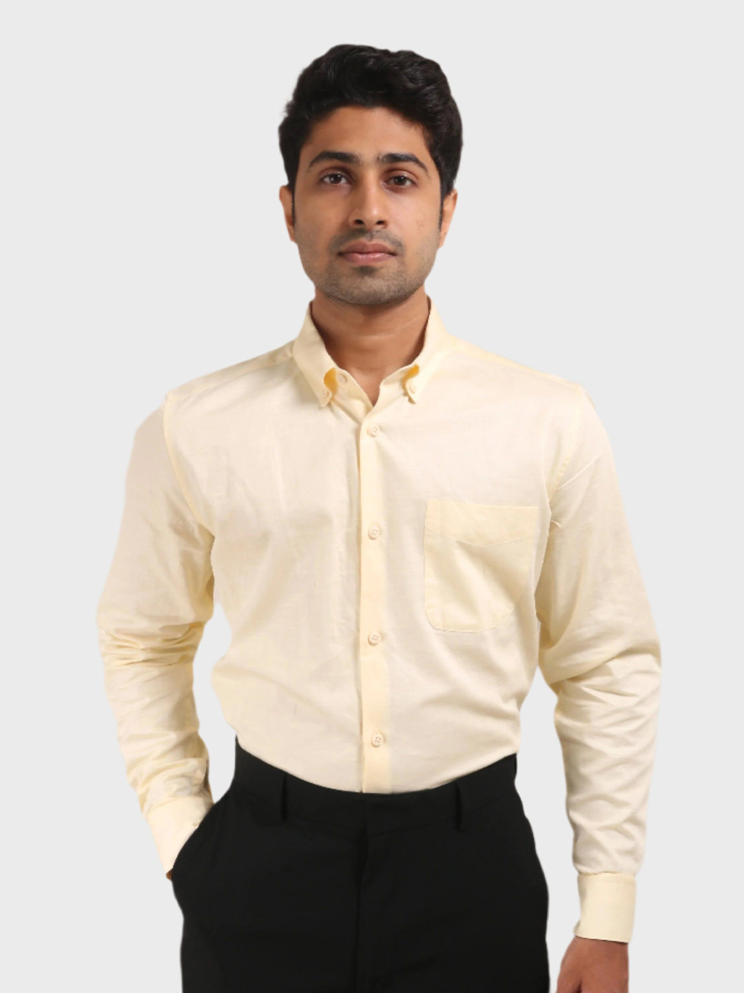 JONESBURG Classic Button-Down Collar Slim Fit Pure Cotton Shirt