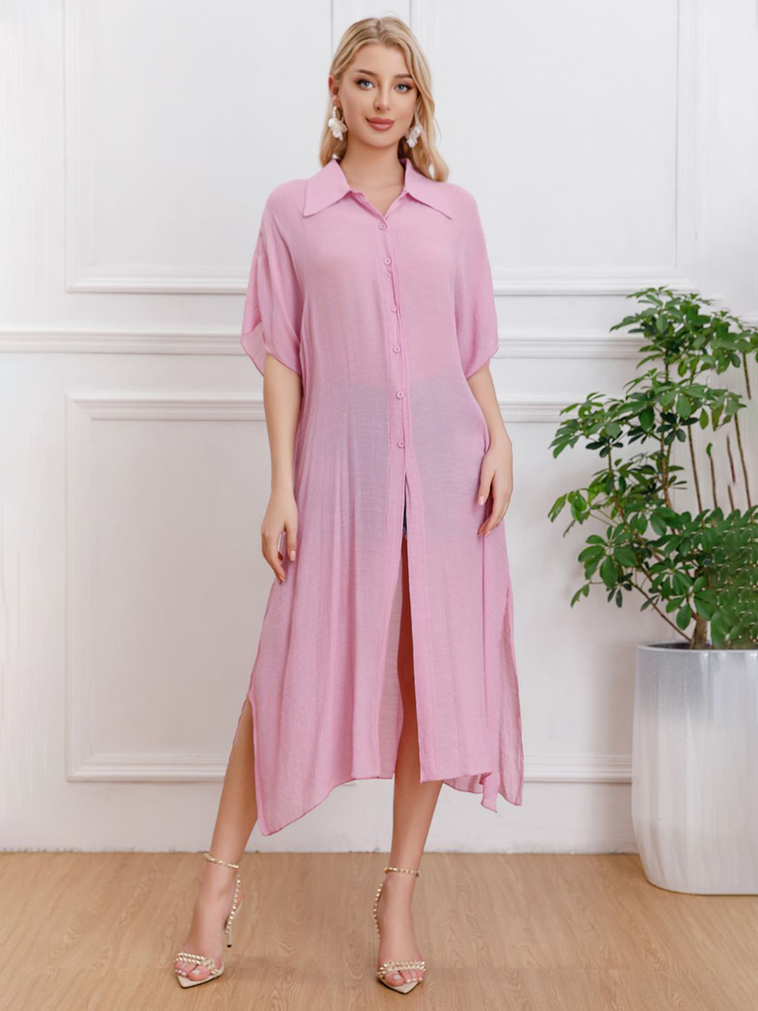 JC Collection Button-Front Longline Shrug