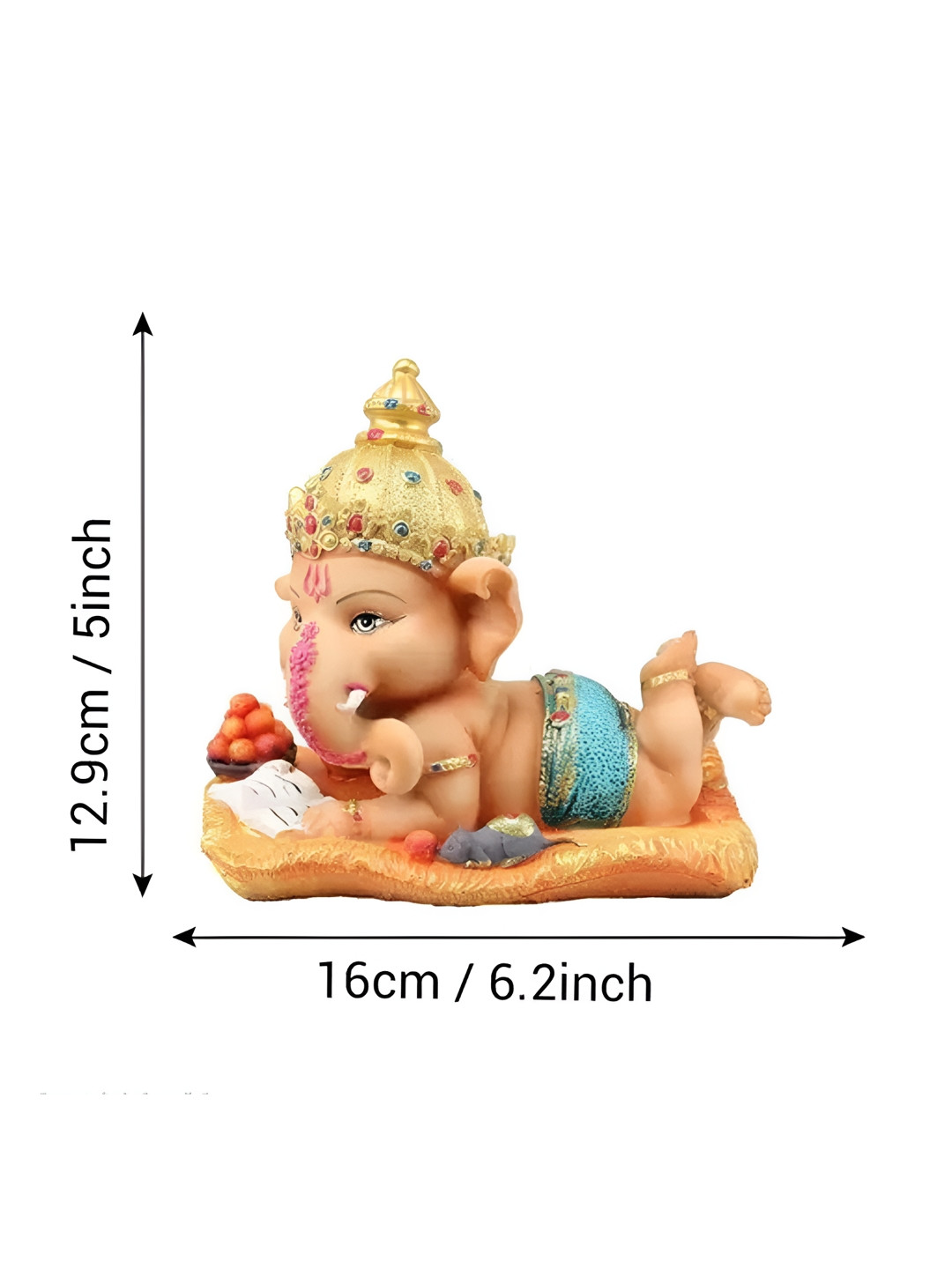 PICKARTME Ganesh Peach Polyresin Glossy Living Room Medium Showpiece - 5.1 Inches