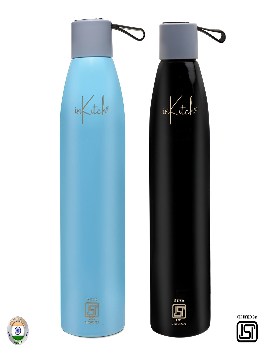 inKitch Blue Solid Stainless Steel Double Wall Vacuum 2 Piece Flask - 750ml