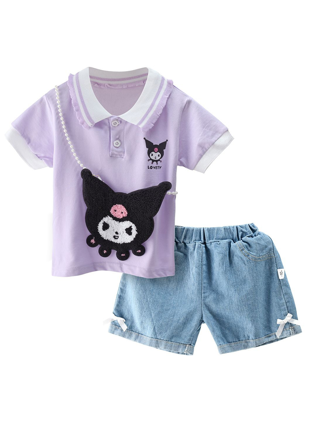 Bold N Elegant Girls Polo Colar Pure Cotton T-shirt With Shorts