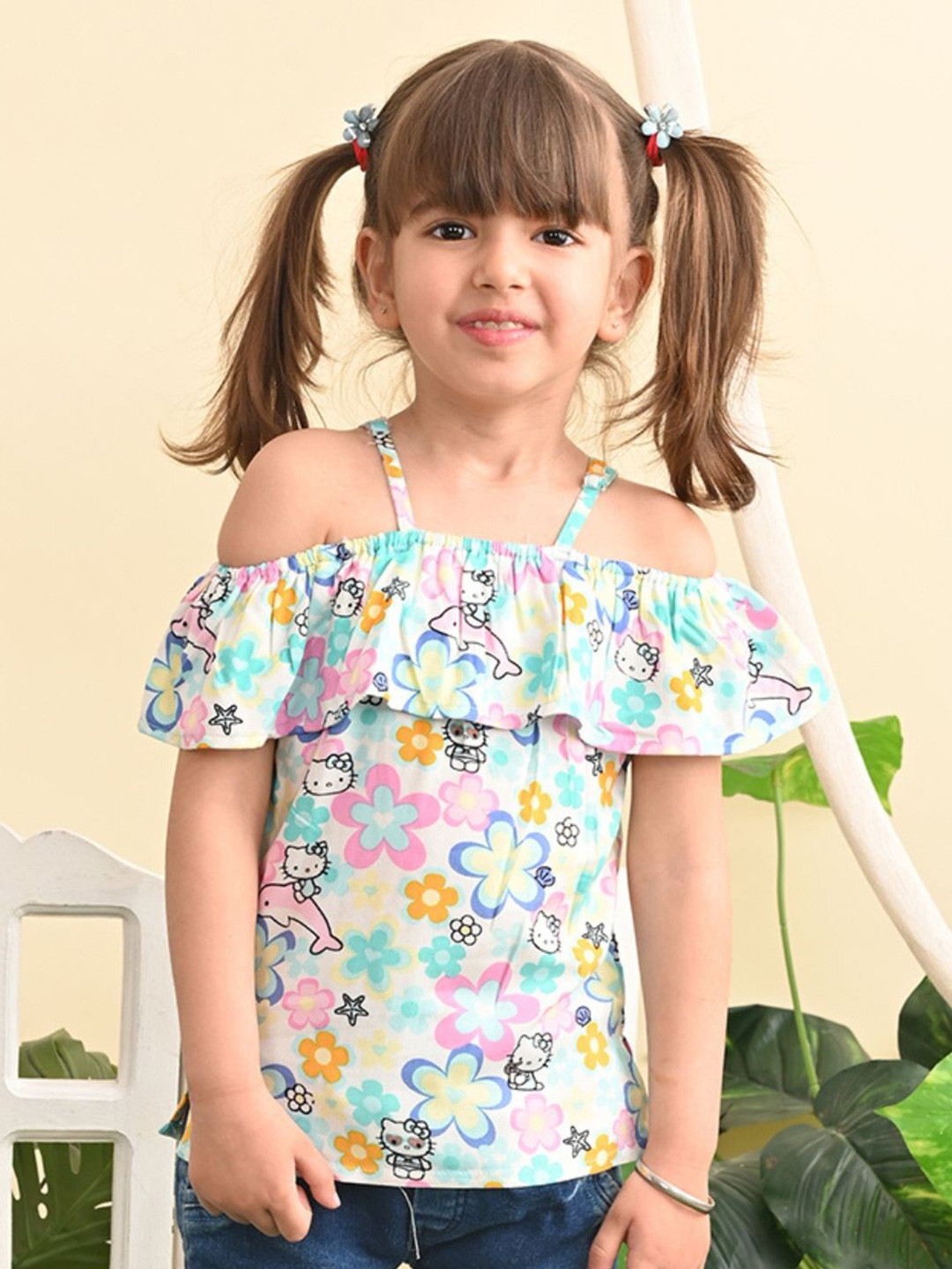 Superminis Floral Print Off-Shoulder Top