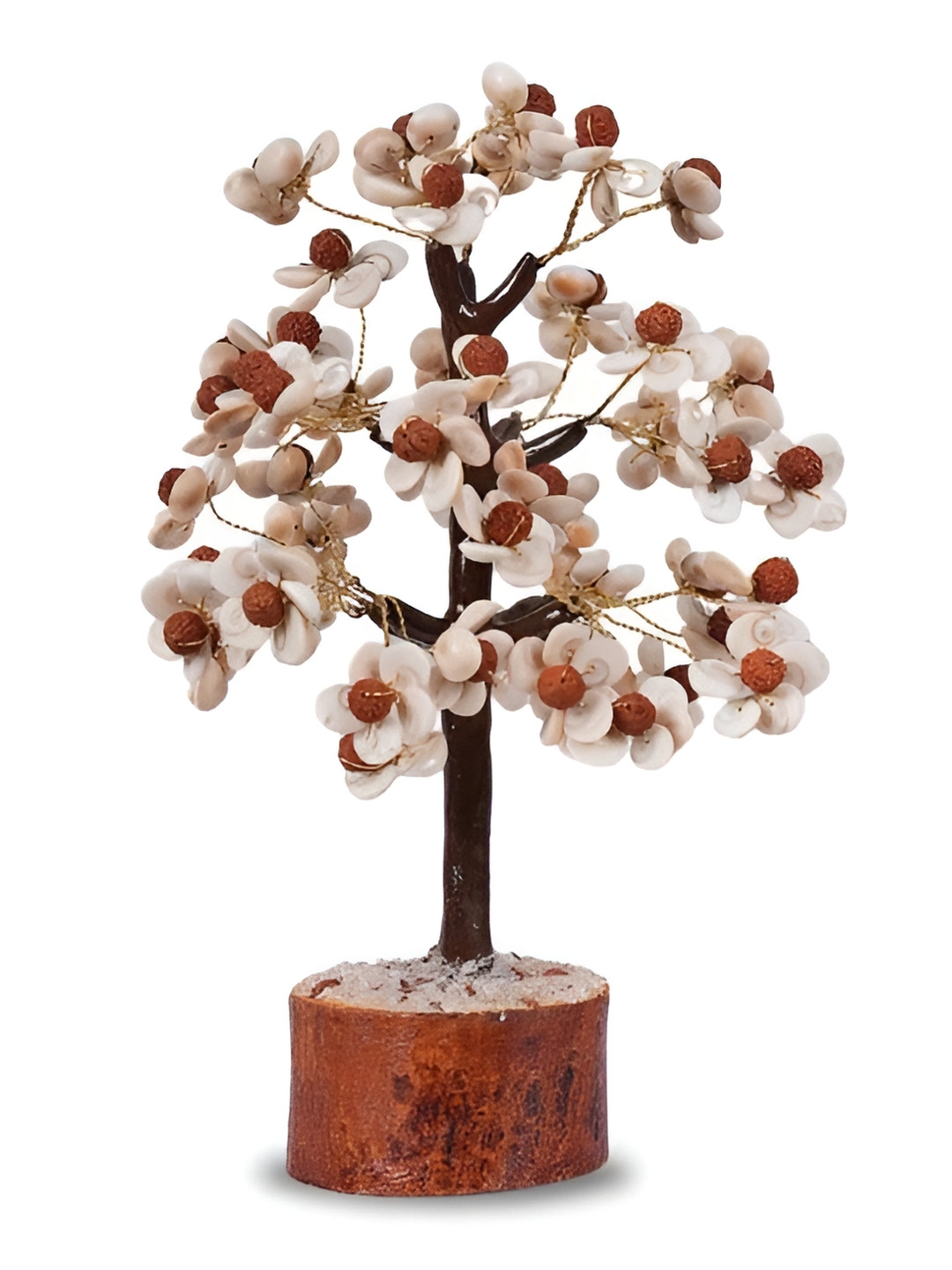 Gemsmantra Gomti Chakra Rudraksha Tree Gold Crystal Glossy Living Room Small Showpiece -