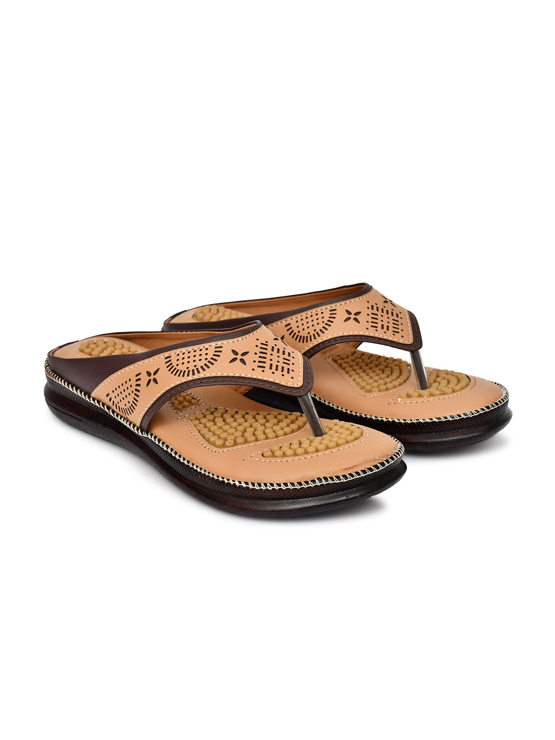 MADAM MAYA Textured T-Strap Flats