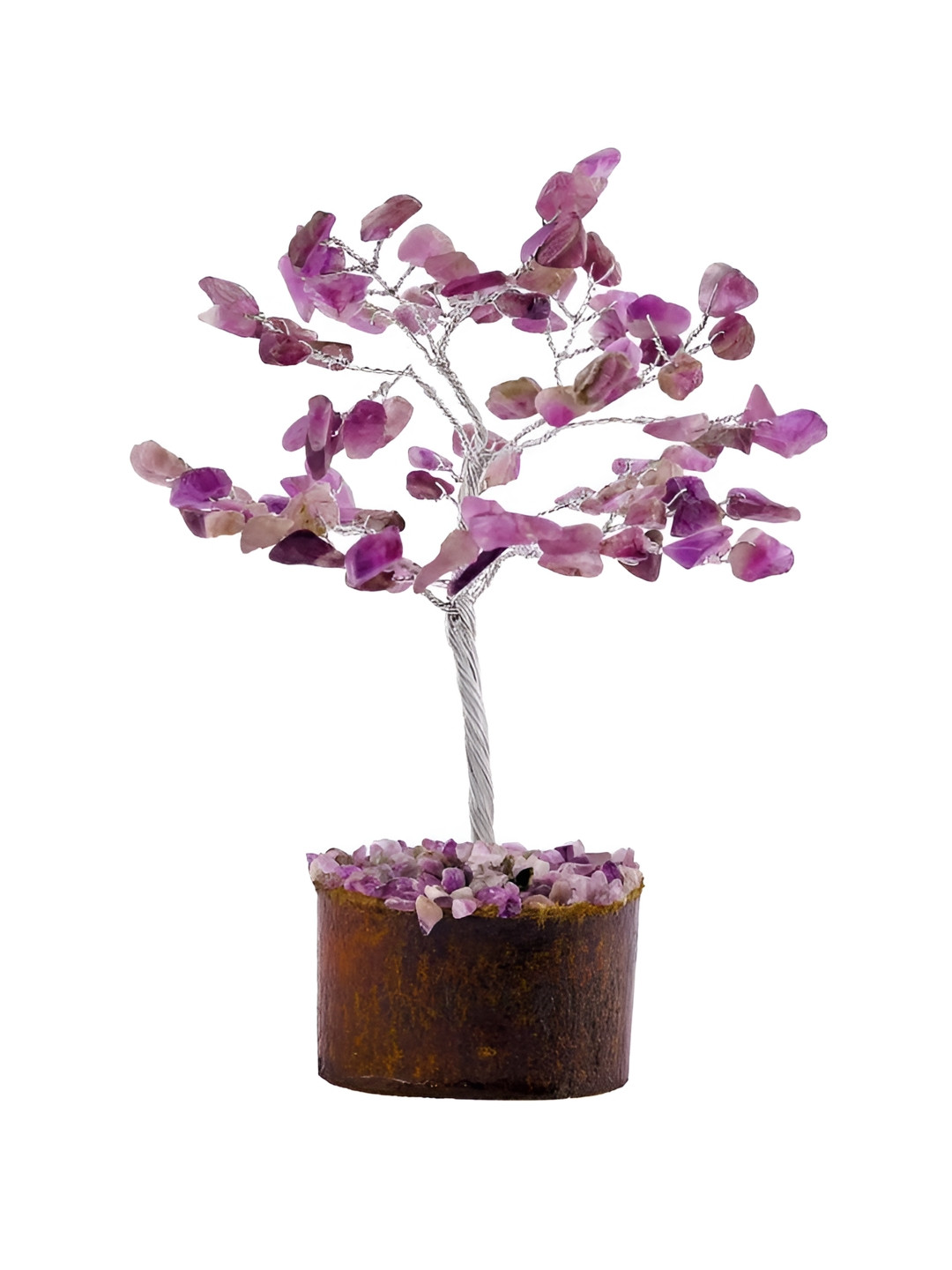 Gemsmantra Crystal Tree 100 Beads Purple Crystal Matte Living Room Medium Showpiece - 9.1 Inches
