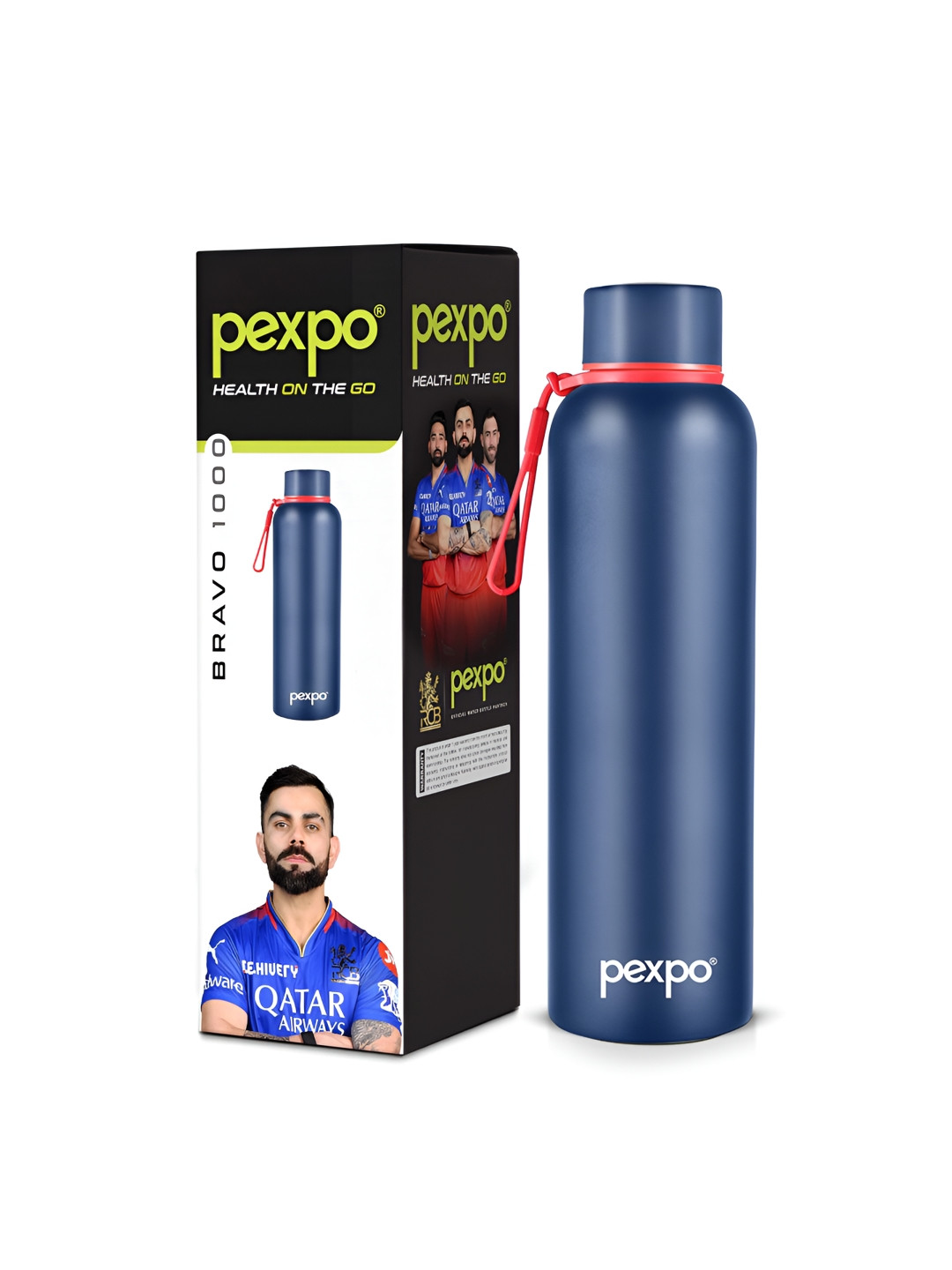 Pexpo Bravo Blue Solid Stainless Steel Spill Proof Flask - 1L