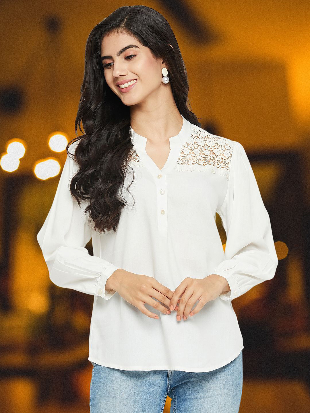 DressBerry Mandarin Collar Shirt Style Top