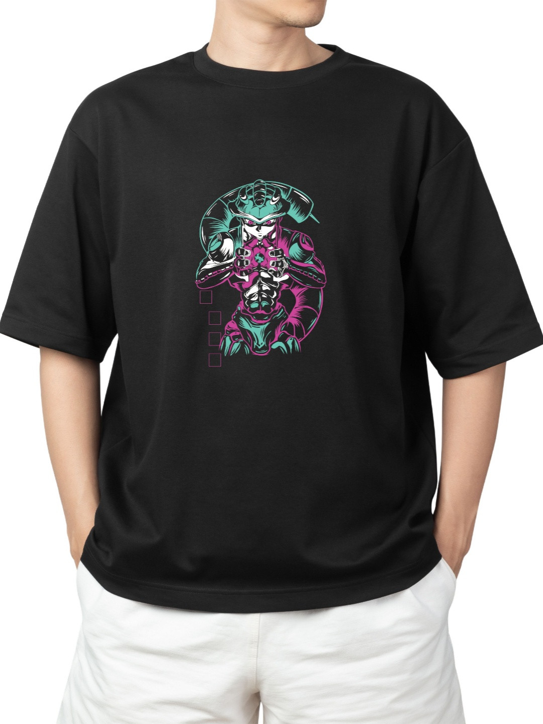 Starsbuyer Dragon Ball Printed Cotton Drop-Shoulder Sleeves Oversized T-shirt