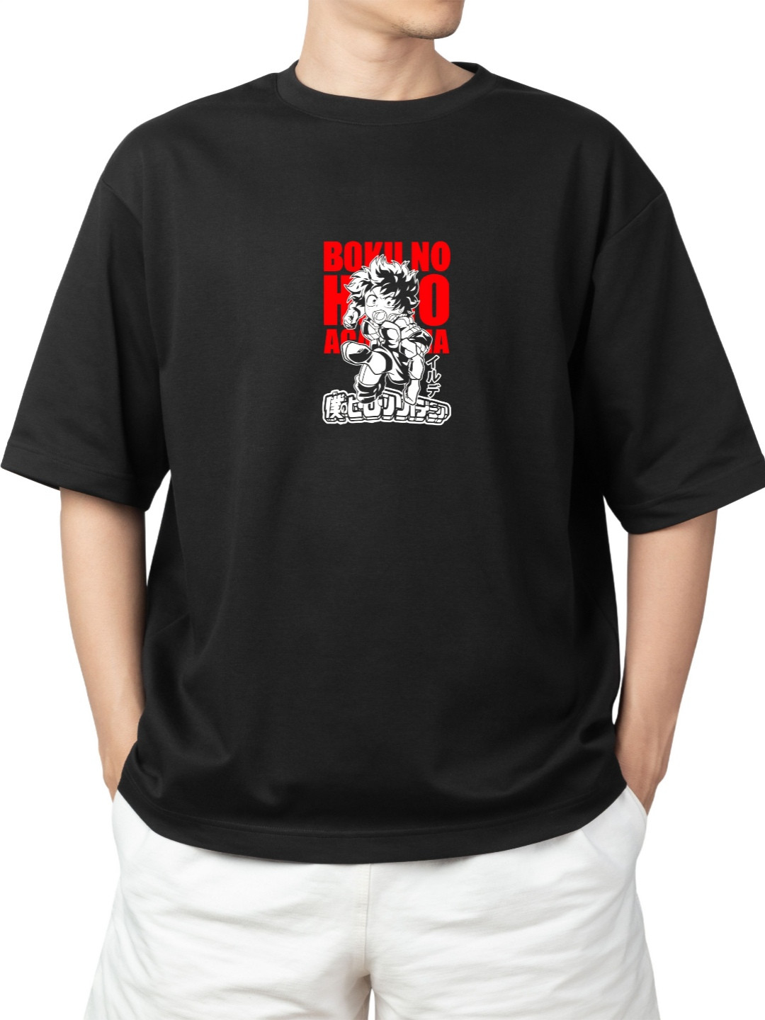 Starsbuyer Izuku Mediro Printed Cotton Drop-Shoulder Sleeves Oversized T-shirt