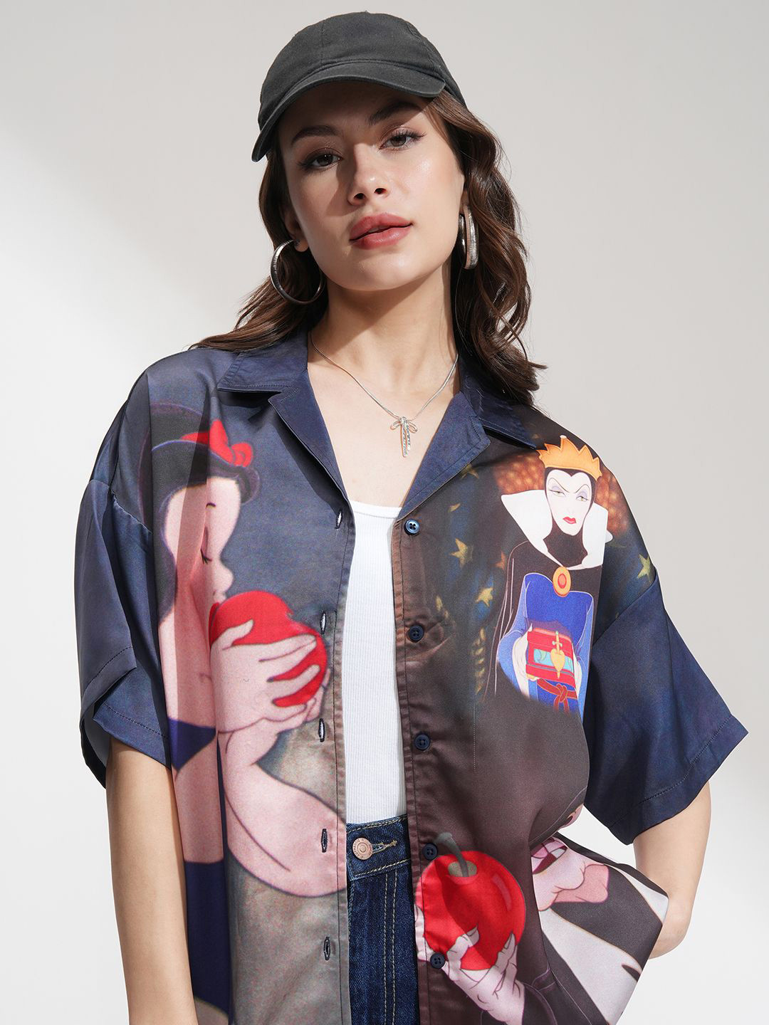 Tokyo Talkies Disney Princess Women Printed Satin Disney Sno Shirt