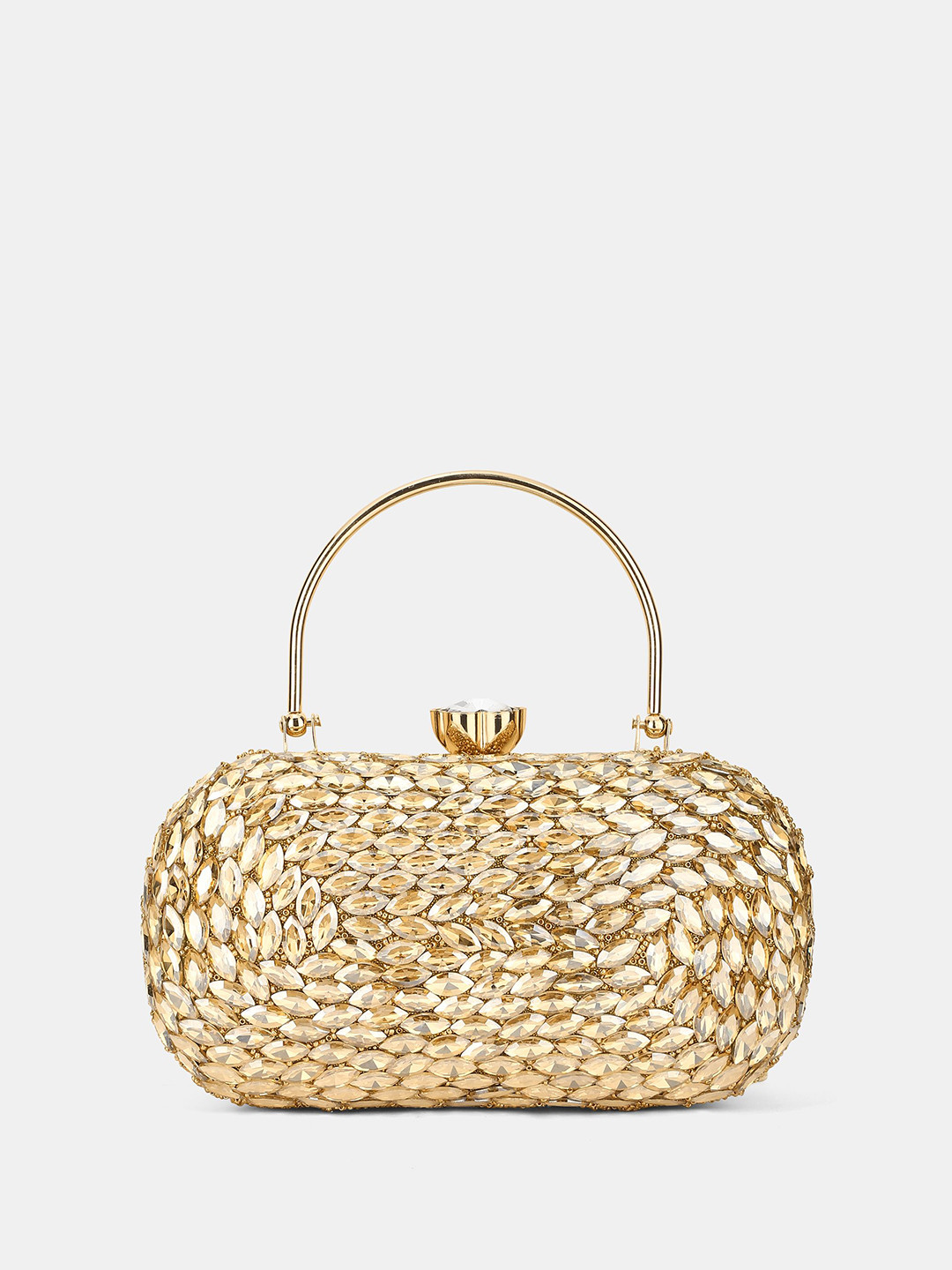 LAVIE LUXE Women Embellished Box Frame Clutch with Detachable Metal Chain