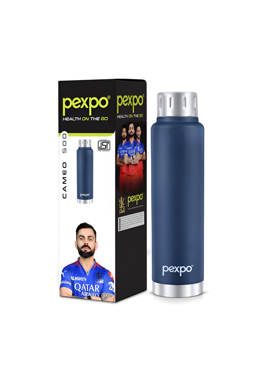 Pexpo Cameo Blue Solid Stainless Steel Scratch Resistant Flask - 500ml